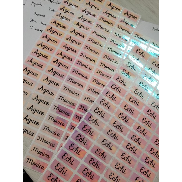 

Stiker Label Nama Name Sticker Waterproof Polos Pink Yellow Glossy Anti Air Anti Sobek