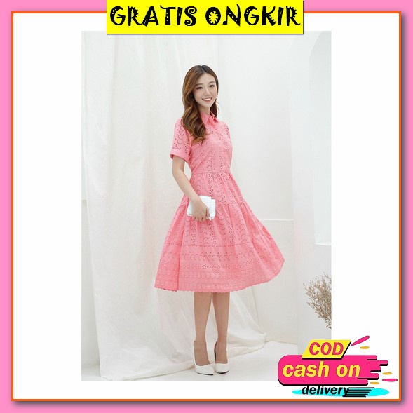 Dress Pesta Wanita Dres Wanita Korea Pakaian Remaja Cewek Kekinian Import Murah Terbaru Casual Liva 