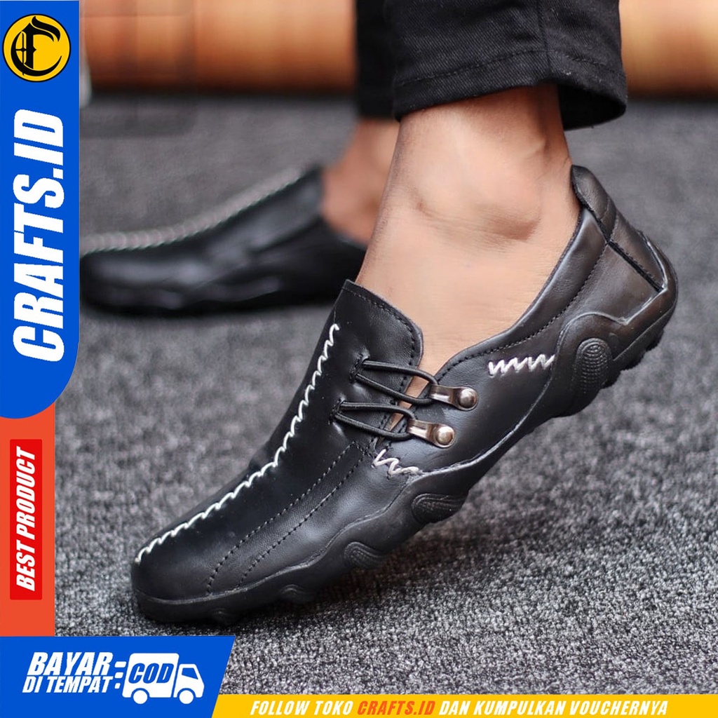 CRAFTS Zigc - Sepatu Slip On Pria Casual Kulit Asli