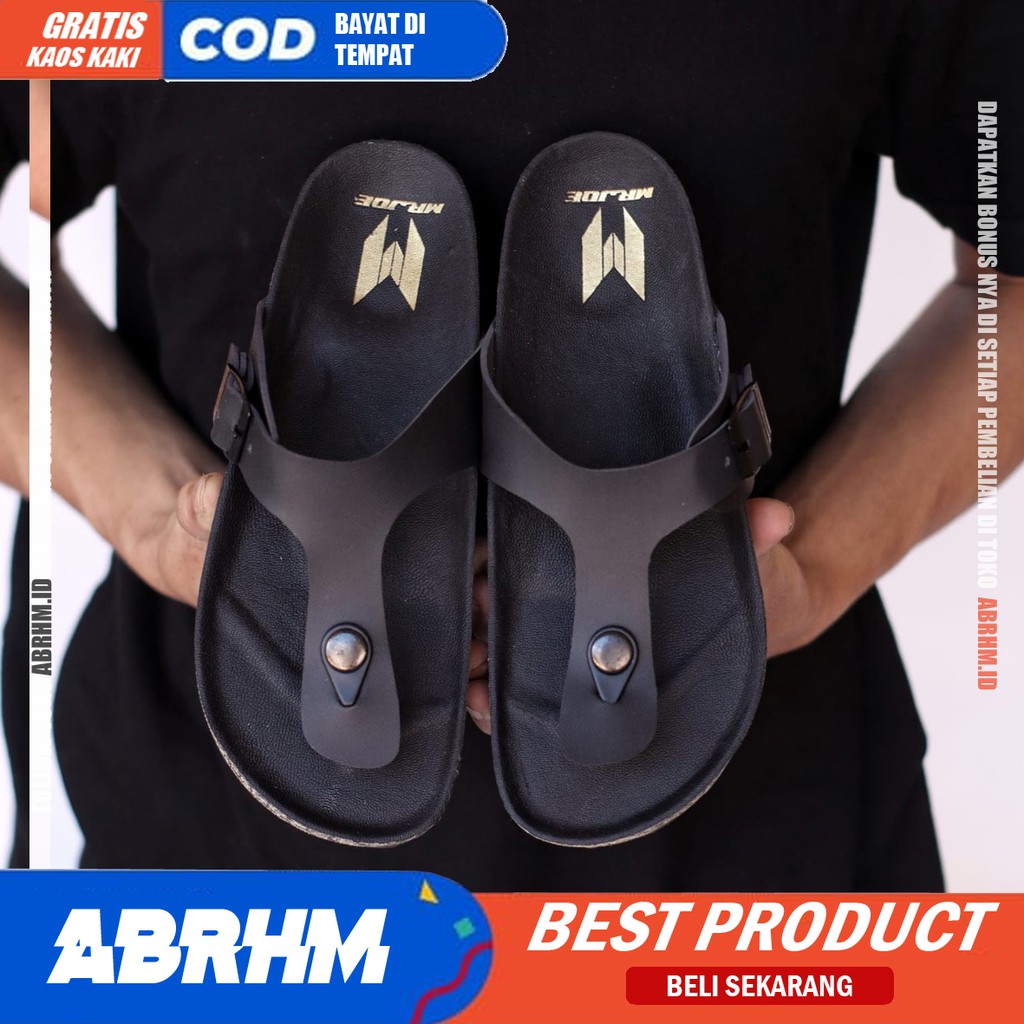 ABRHM x JOESAN Sandal Jepit Pria Sandal Pria Kulit Pu Sandal Japit Cowok / Cowo Ori Keren Kekinian