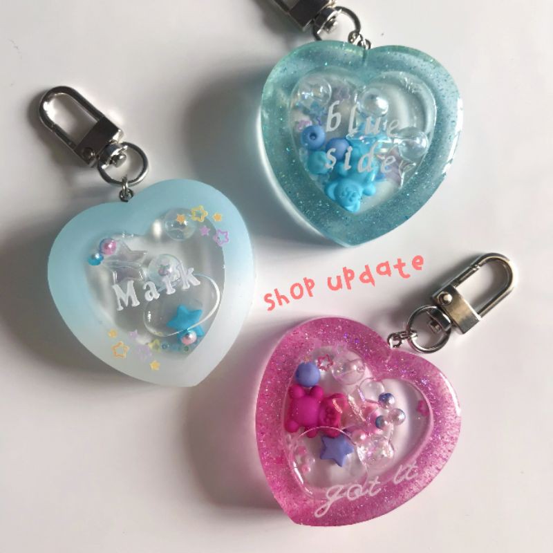 Custom Heart Shaker Keyring / Keychain shaker / Resin Charm / Kpop keychain / Custom keyring