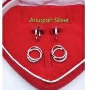 Anting ring/anting hoops polos anak/remaja kilau perak asli 925/Silver lapisan emas putih murni!!!!