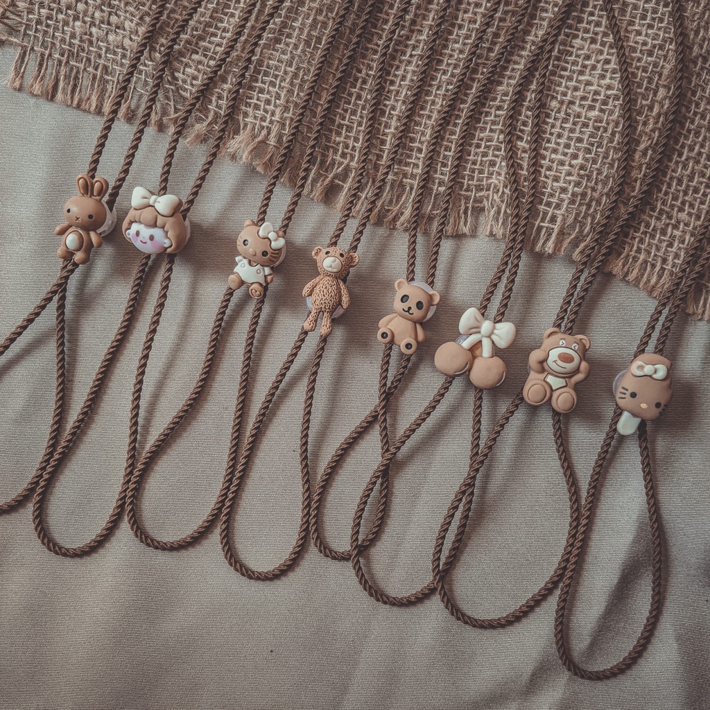 Tali Strap Masker Hijab Kalung Masker Clay Coklat Lucu