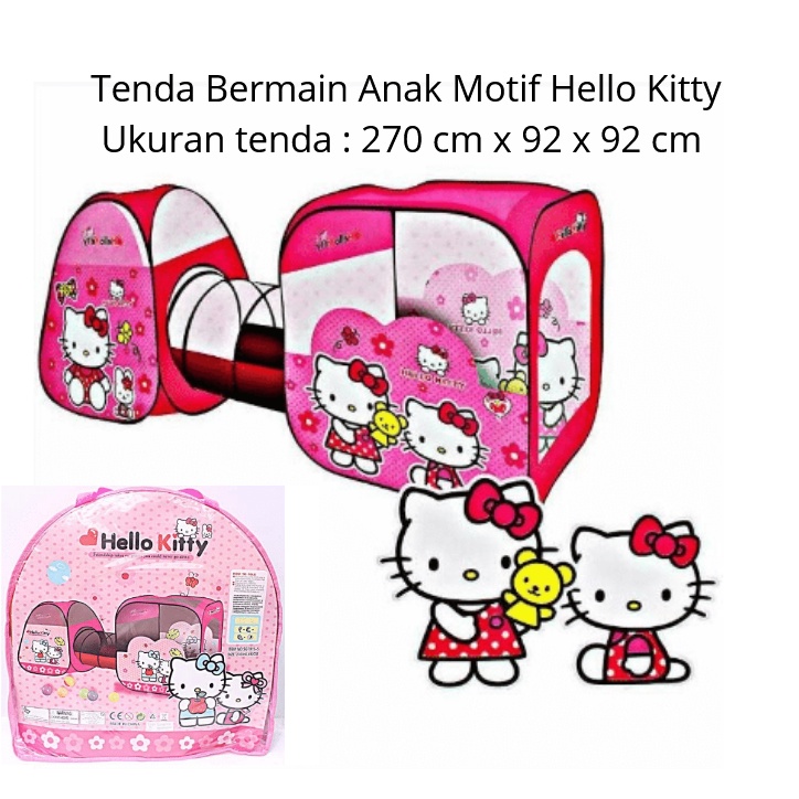 Tenda Terowongan Bermain Anak Motif Karakter Hello Kitty Tenda Murah