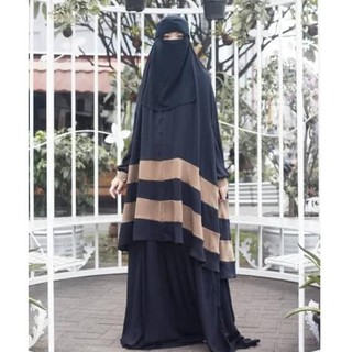  Z65 Baju Gamis Syari Umroh  Hijab Pesta Jumbo Polos Hitam 