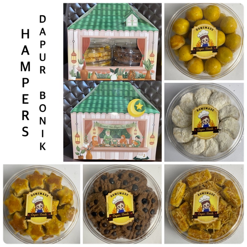 

Hampers Kue Kering Lebaran / Natal / Imlek 4 PCS KUE Dapur Bonik nastar kastengel putri salju kue kacang chocochips