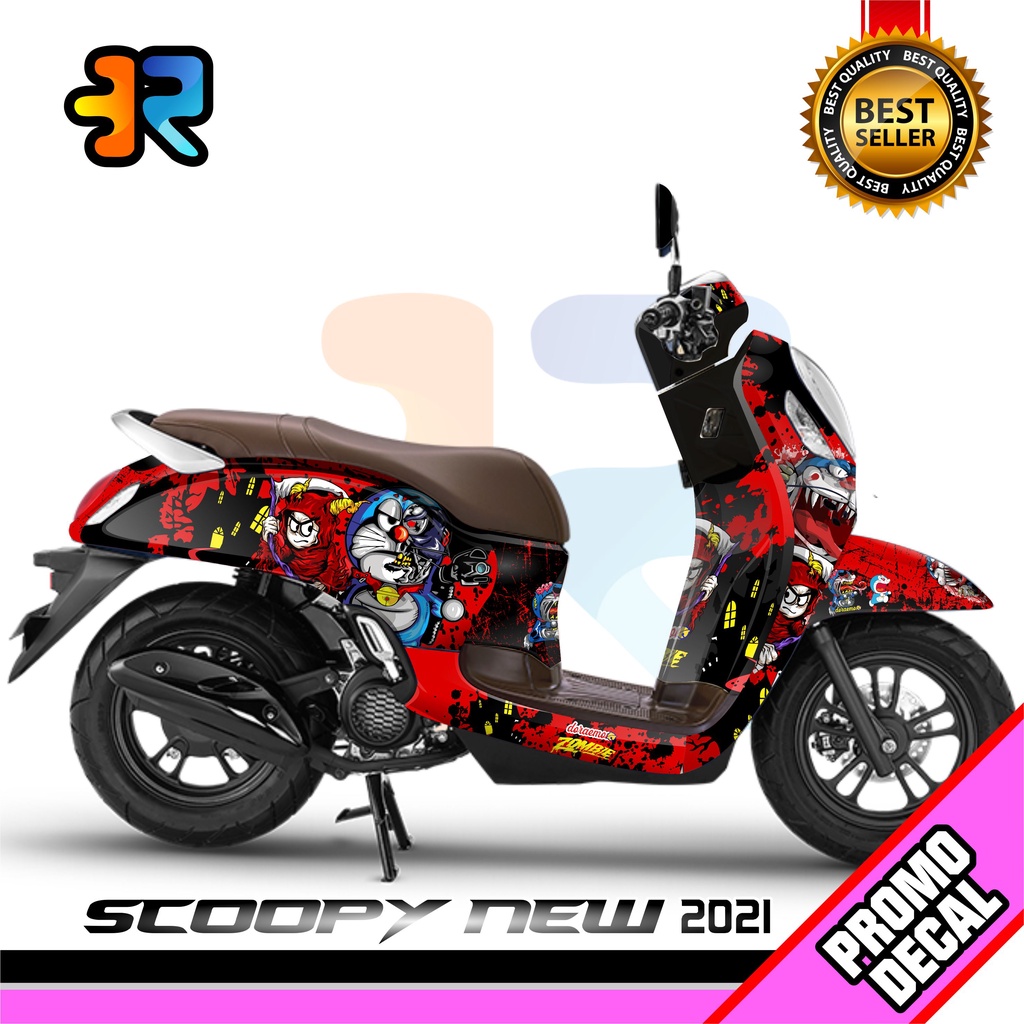 Decal Motor Scoopy 2021 Desain Doraemon Zombie Sticker Full Body