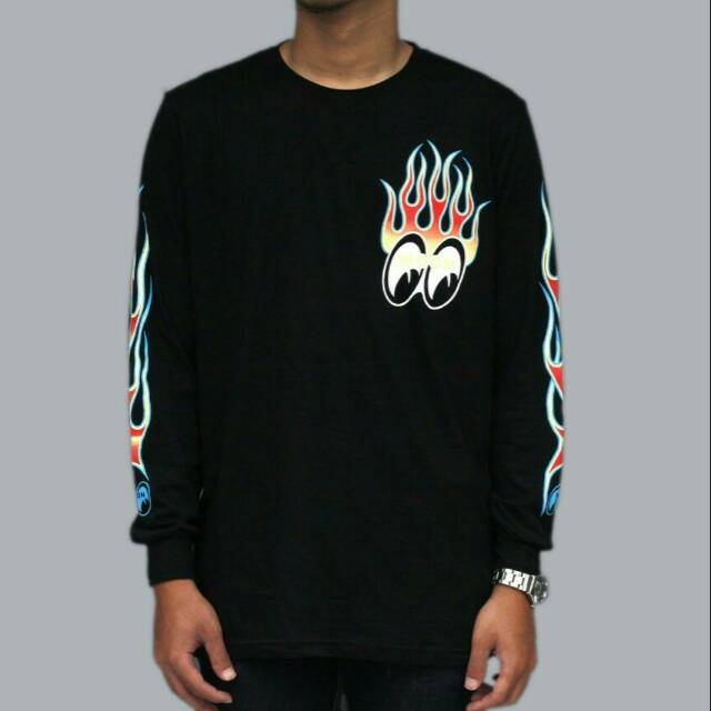 KAOS TSHIRT LONGSLEEVE - MOONEYES FLAMIN PREMIUM QUALITY