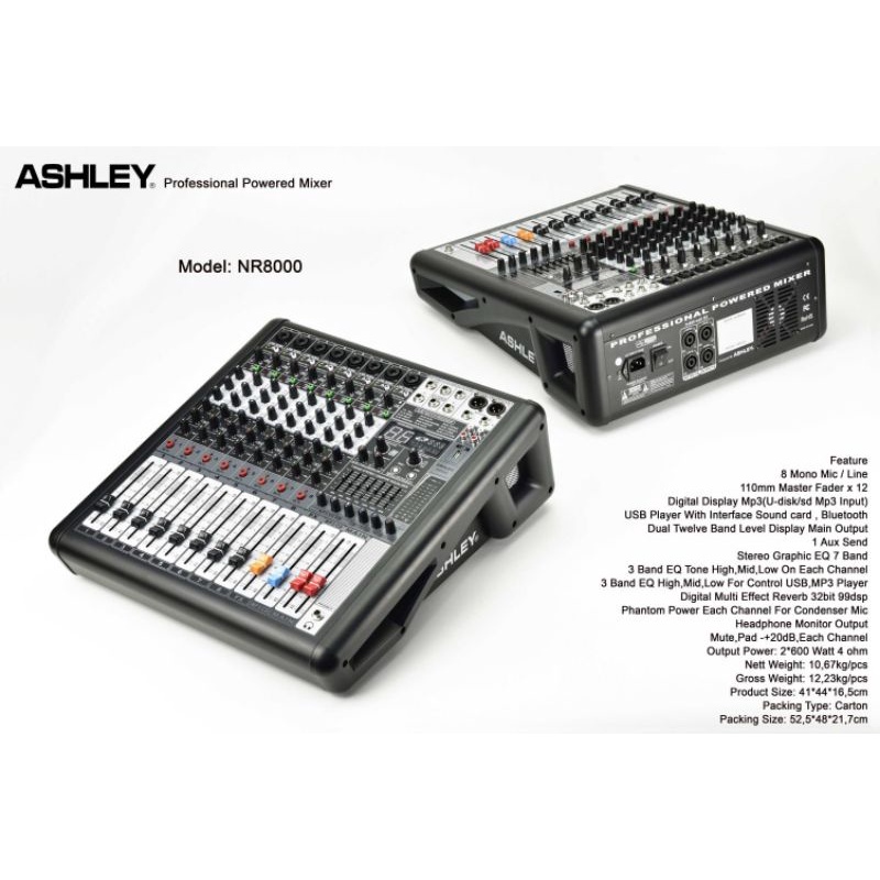 POWER MIXER ASHLEY NR8000 /NR 8000 8CH USB-BLUETOOTH ( ORIGINAL )