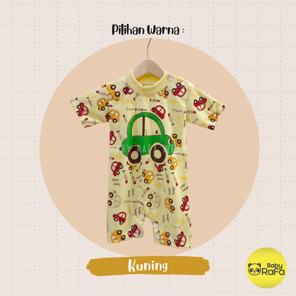 Jumper Bayi Segiempat / Romper Bayi 0 - 6 Bulan merk PIP MIM motif BEEP BEEP MOBIL