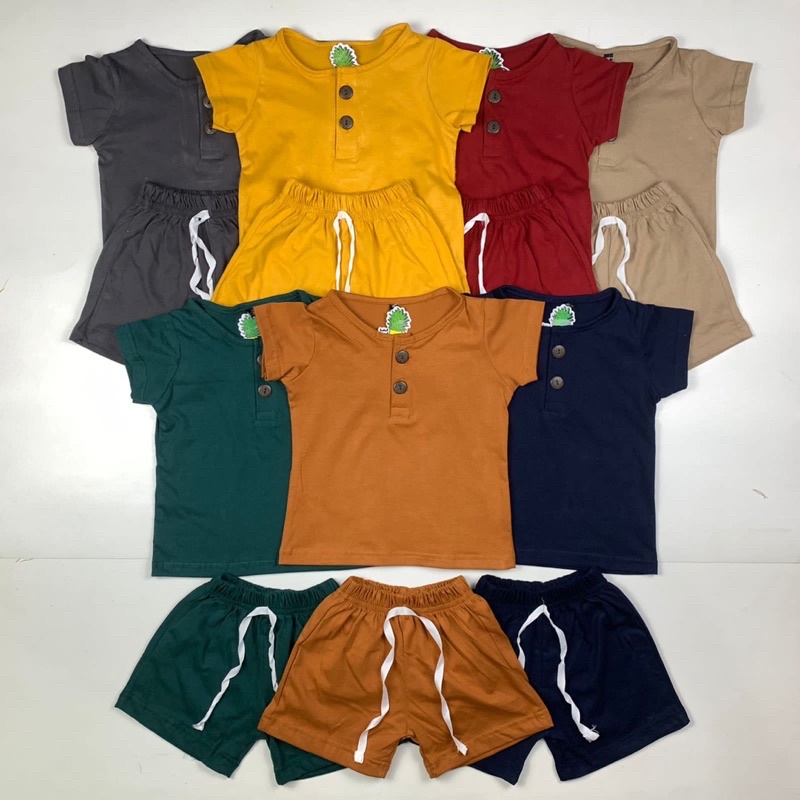 Stelan Pendek Anak Polos Pineapple Kids Earth series Kancing 2 size 1-4th