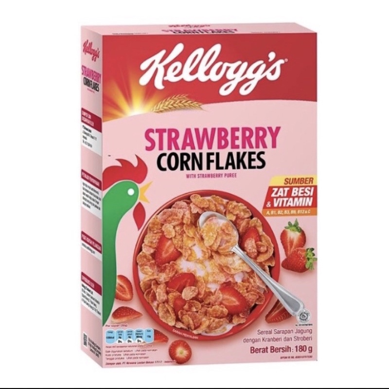 Sereal Kelloggs Kellogs Kellogg's Strawberry Corn Flakes 180Gr Cereal
