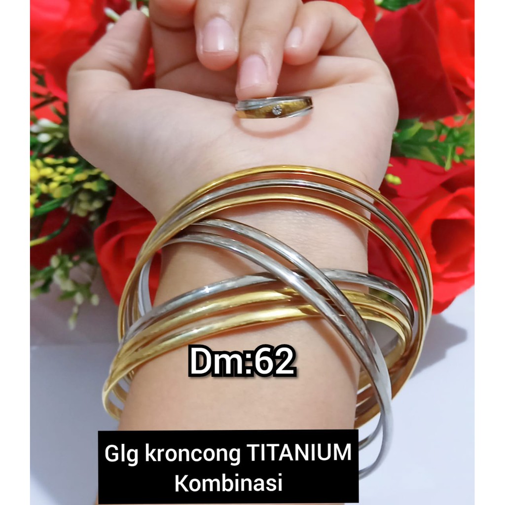 Gelang keroncong konbinasi titanium isi 8 pcs free cincin xuping
