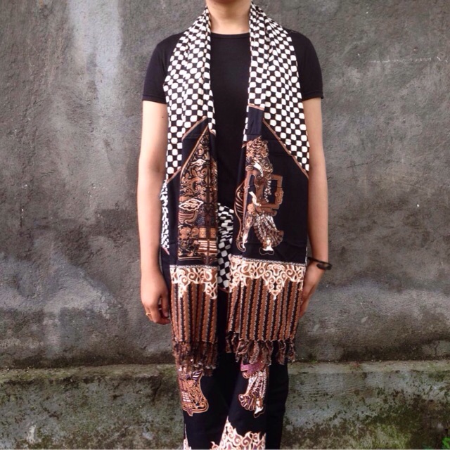 Omah Etnik Scarf Batik / Shawl Batik / Syal Batik / Selendang Batik Wayang Gunungan 4 Warna (random)