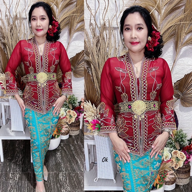 kebaya jadi bordir motif lotus