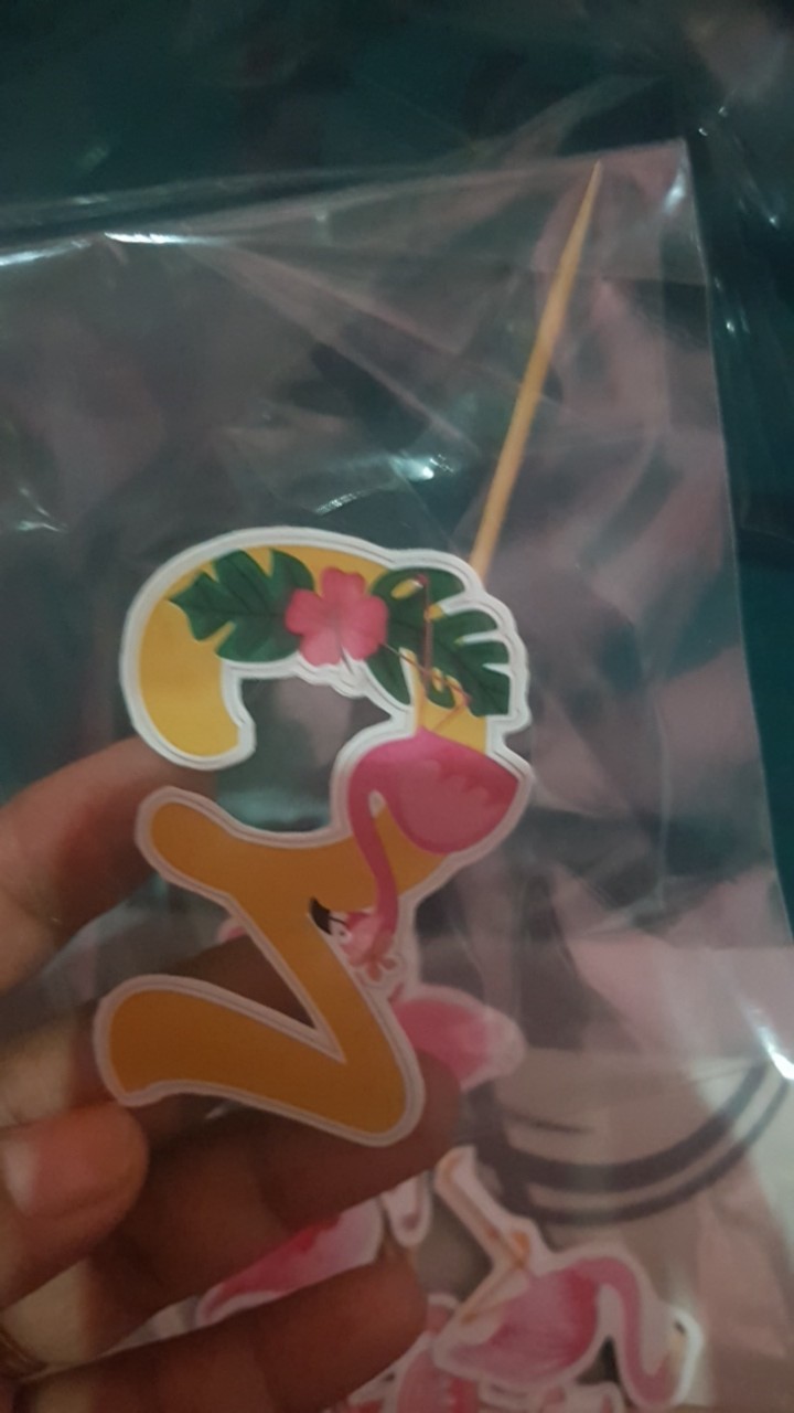 Topper Cake/cupcake, Hiasan Kue Ulang Tahun, Motif <br />flamingo Angka