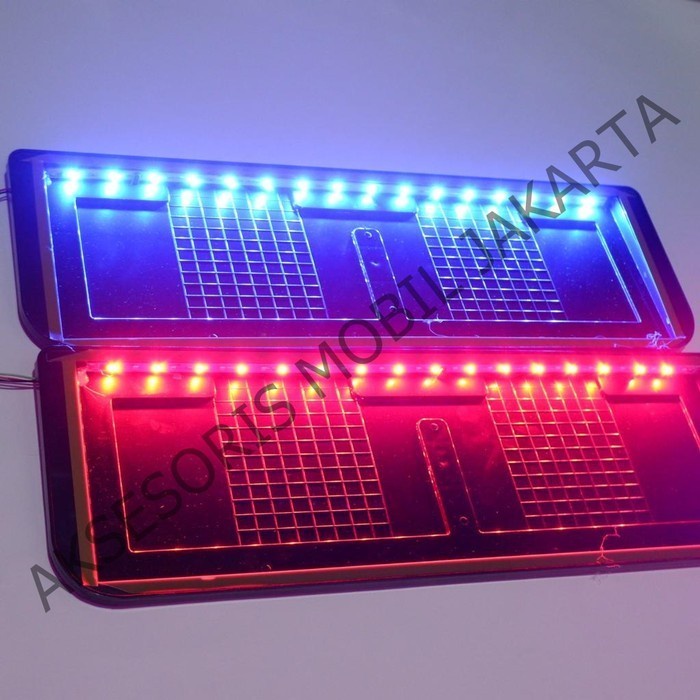 COVER TEMPAT PLAT NOMOR MOBIL AVANZA AKRILIK LAMPU BIRU REM MERAH