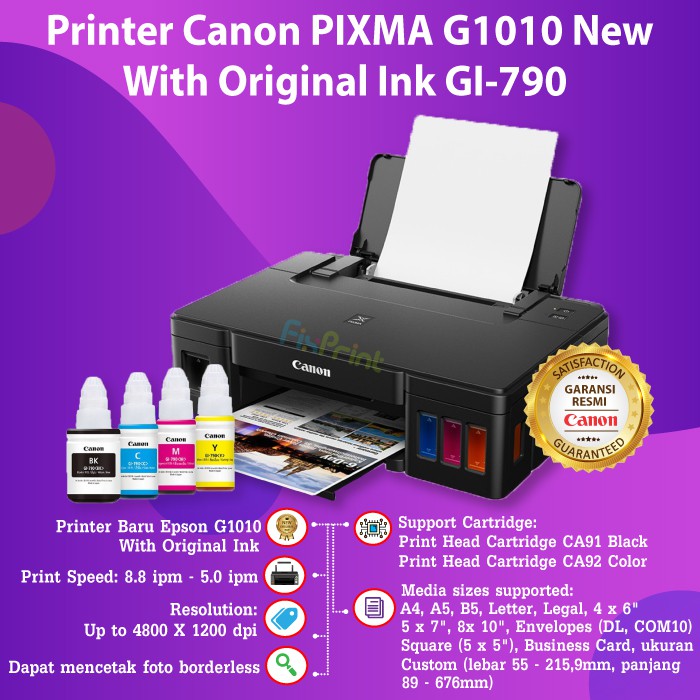 Printer Canon Pixma G1010 G 1010 Ink Tank Infus Inkjet Garansi Resmi Canon