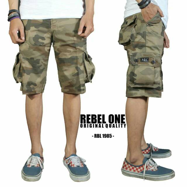 Celana cargo pendek loreng rebel one