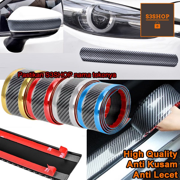 List carbon 3D anti lecet pelindung Sill Plate Bumper Interior Exterior Mobil Sticker