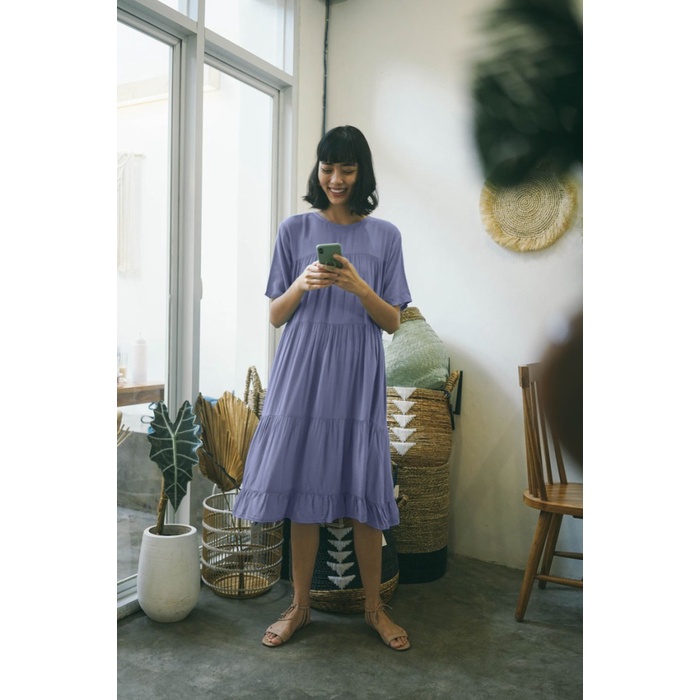 ONYCHA - Zera Dress Blue Heron - LXL(V6B0) midi dress putih GROSIR MIDI DRESS KOREA TERBARU midi dre