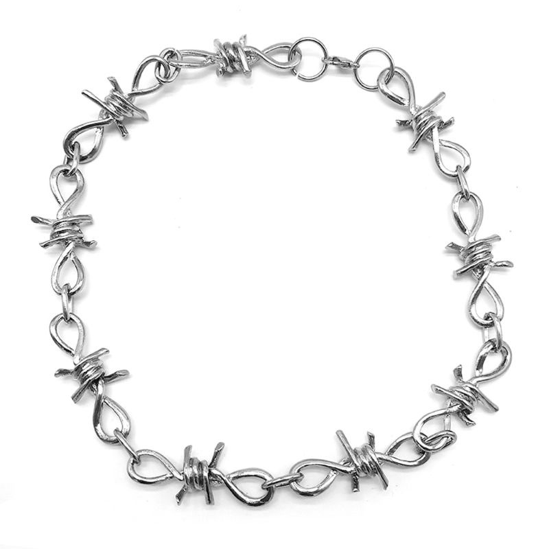 SIY  1 Set Men's Punk Gothic Alloy Barbed Wire Brambles Necklace Bracelet Jewelry Set