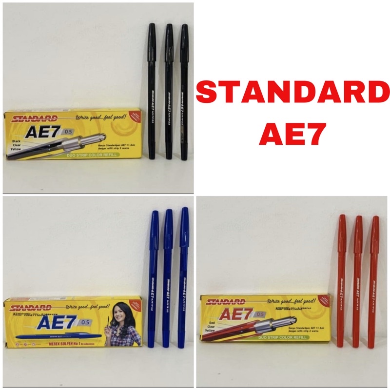 

PULPEN STANDARD AE7 0.5 MM ( HITAM , BIRU , MERAH ) / 1 BOX ISI 12 PCS