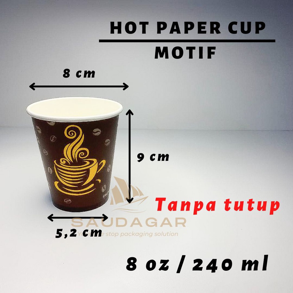 Hot paper cup / gelas kertas minuman panas / kopi / teh 8 oz