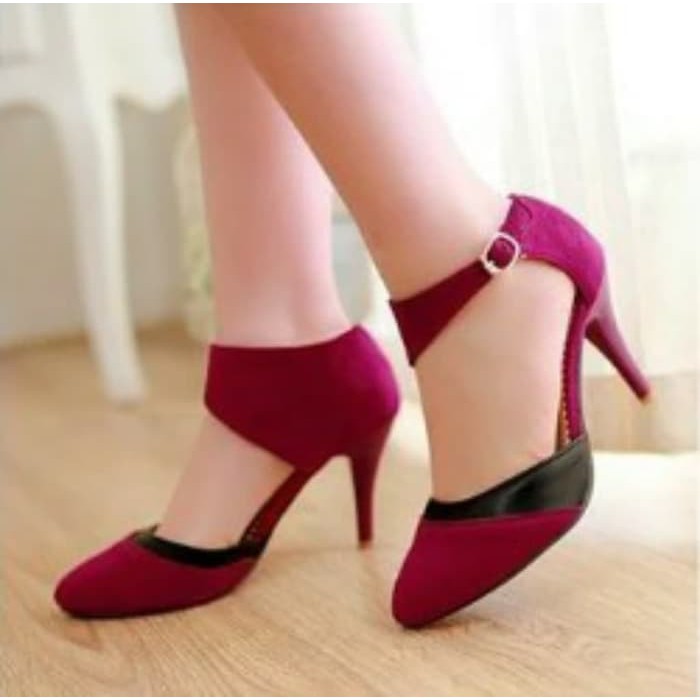 Sepatu Hak Tahu Gesper Dv Sp12 Sepatu Hak Wanita Dalleya Chunky C HA767 Sepatu Heels Blester - Mer