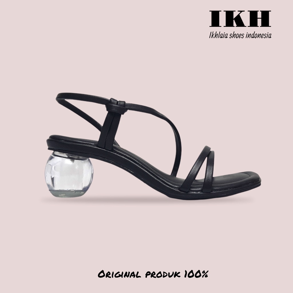 Sandal Heels Wanita Premium Hak Kaca Bulat Transparan HT10