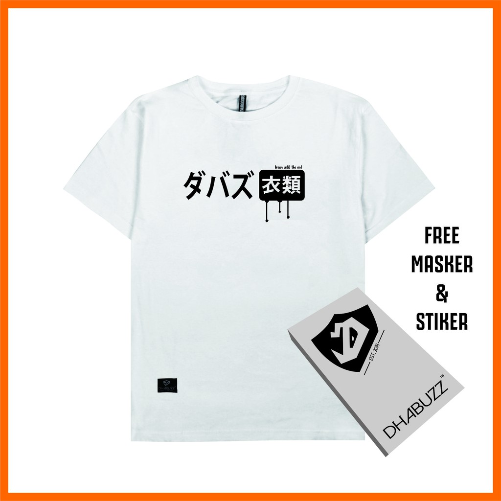 KAOS PUTIH PRIA WANITA LENGAN PENDEK LOGO SIMPLE JAPAN STYLE ORIGINAL TERBARU DHABUZZ 4