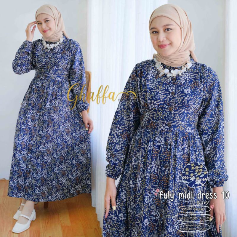 FULY MIDI DRESS #10 BY GHAFFA THE LABEL / MIDI MOTIF MUSLIMAH / Dress wanita ld 100