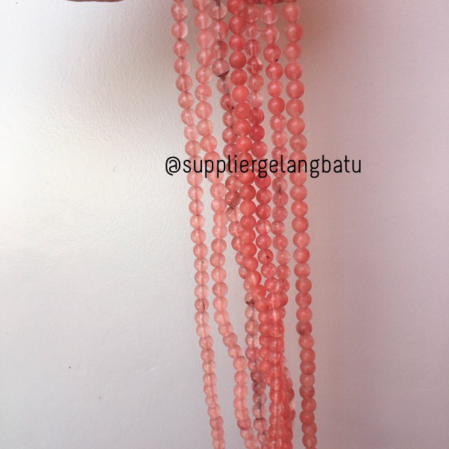 batu kristal 6mm cherry quartz pink natural crystal stone healing akik aksesoris kesehatan unisex