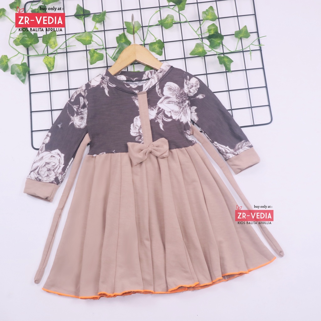 Dress Valencia 1-2 Tahun / Dres Anak Lengan Panjang Pesta Baju Perempuan Fashion Kids Motif Adem kiosbalitaaprilia