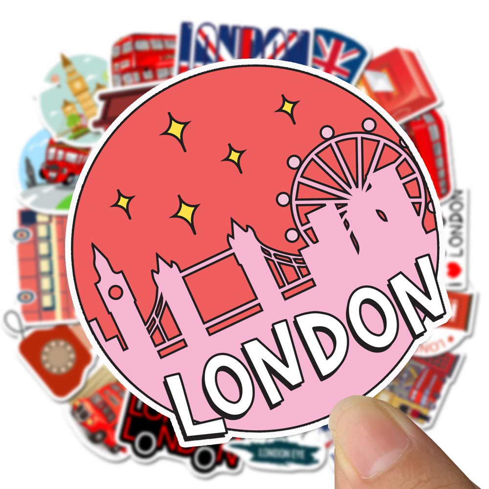 

STIKER VINIL ISI 50 PCS LONDON ENGLAND CLASSIC ANTI AIR AESTHETIC