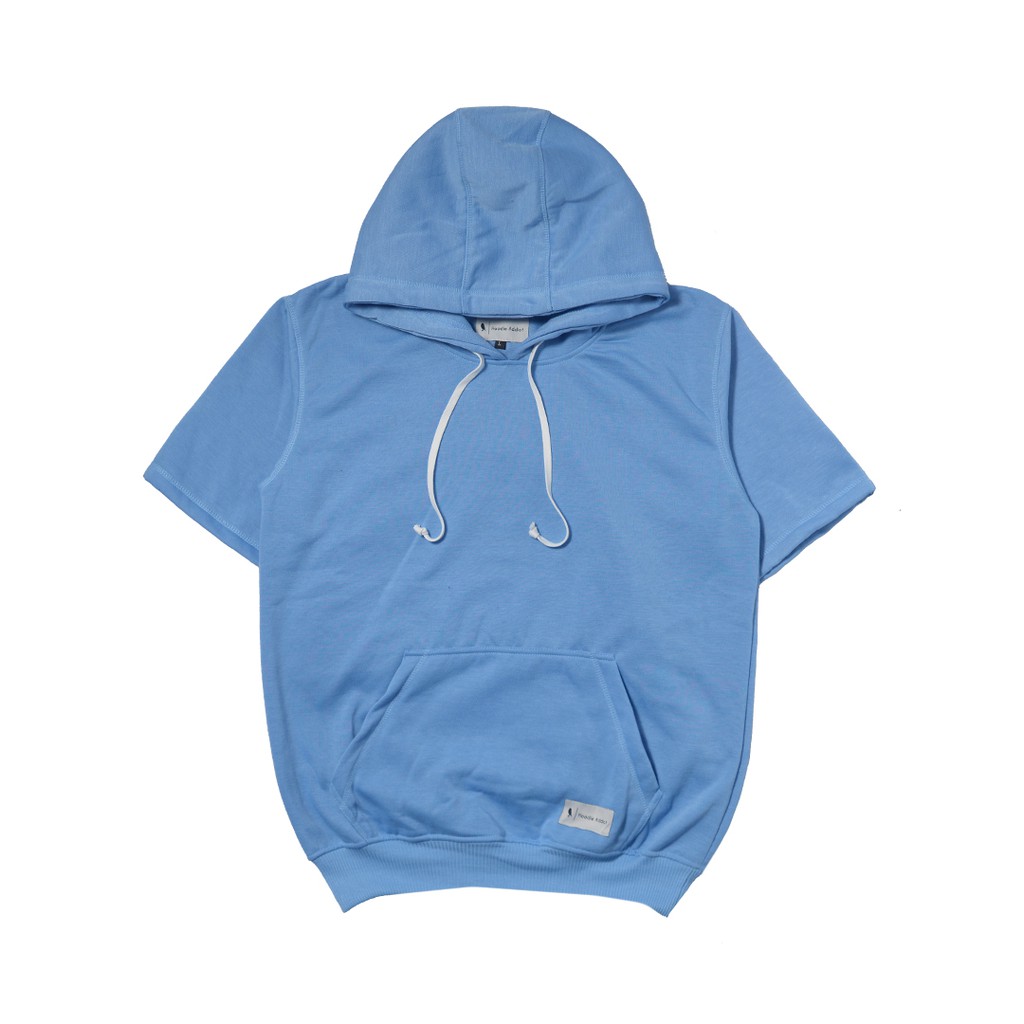 Hoodie Addict - Pullover Hoodie Lengan Pendek Baby Blue Unisex Pria Wanita Premium Original Tebal