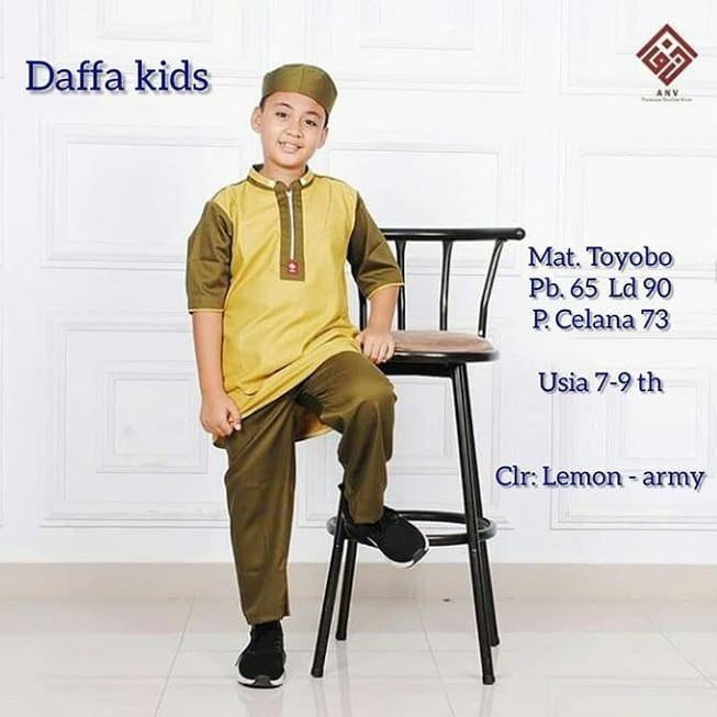 DAFFA SET KIDS 7 - 9 TAHUN Bahan TOYOBO Setelan Anak Laki Laki Baju Koko Anak Laki Laki Setelan Anak