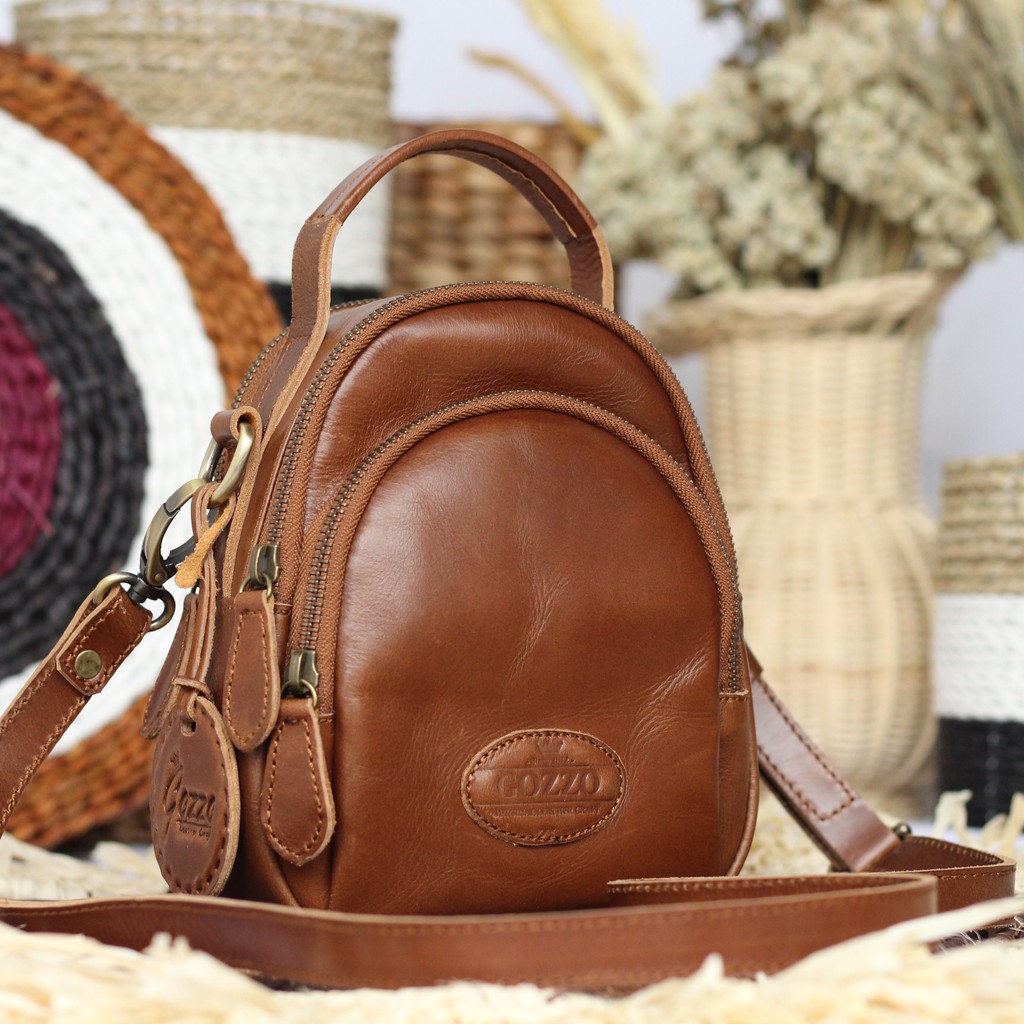 TAS SELEMPANG WANITA KULIT ASLI  DIANA HAVANA / FREE GRAVIR NAMA DI GANTUNGAN TAS