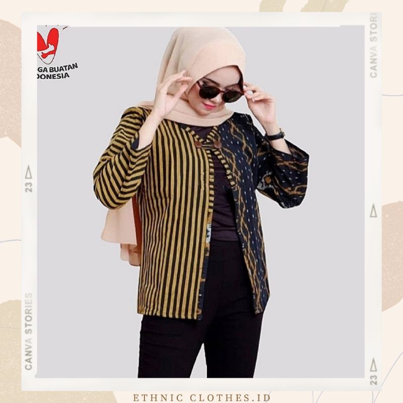 blazer tenun mix lurik atasan batik wanita tenun jepara