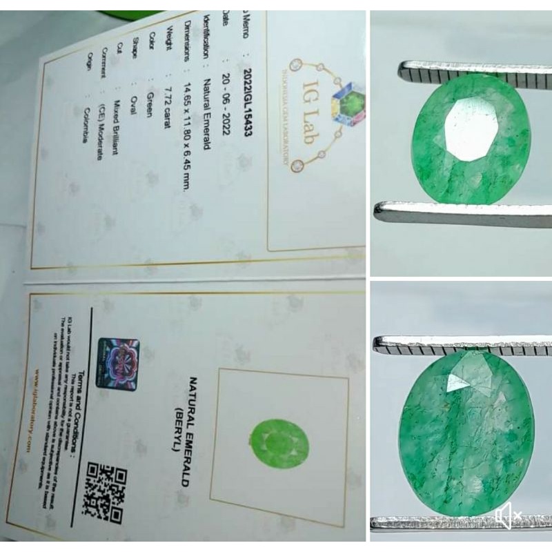 Natural Permata Zamrud Columbia, ce Moderate, akik hijau, permata hijau asli