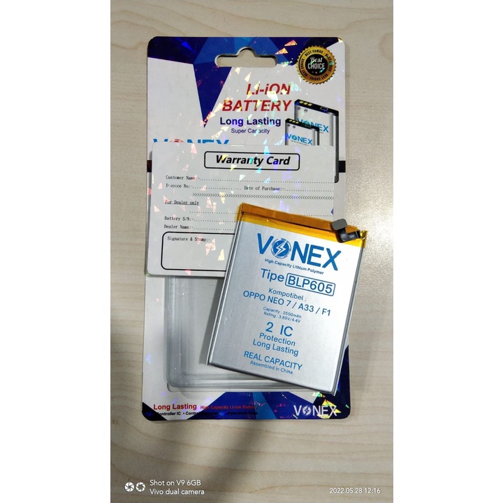 Baterai Double Power Oppo A33 BLP-605 Batre HP Vonex Original Baterai Double Power Oppo Neo 7 BLP-60
