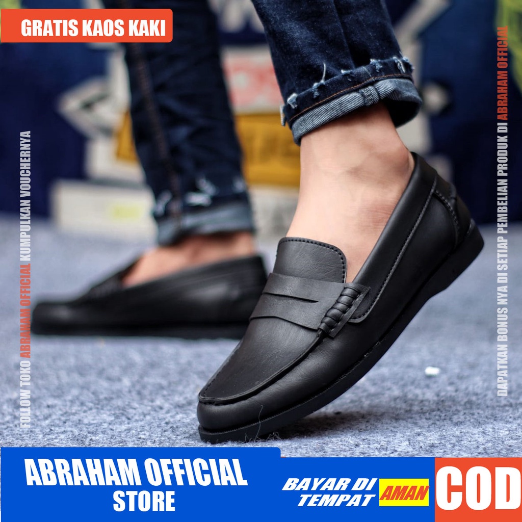 ABRHM x ZAPATO Sepatu Slip On Kasual Pria Sepatu Casual Pria Kulit Pu Original Sepatu Pria Casual Cowok/Cowo