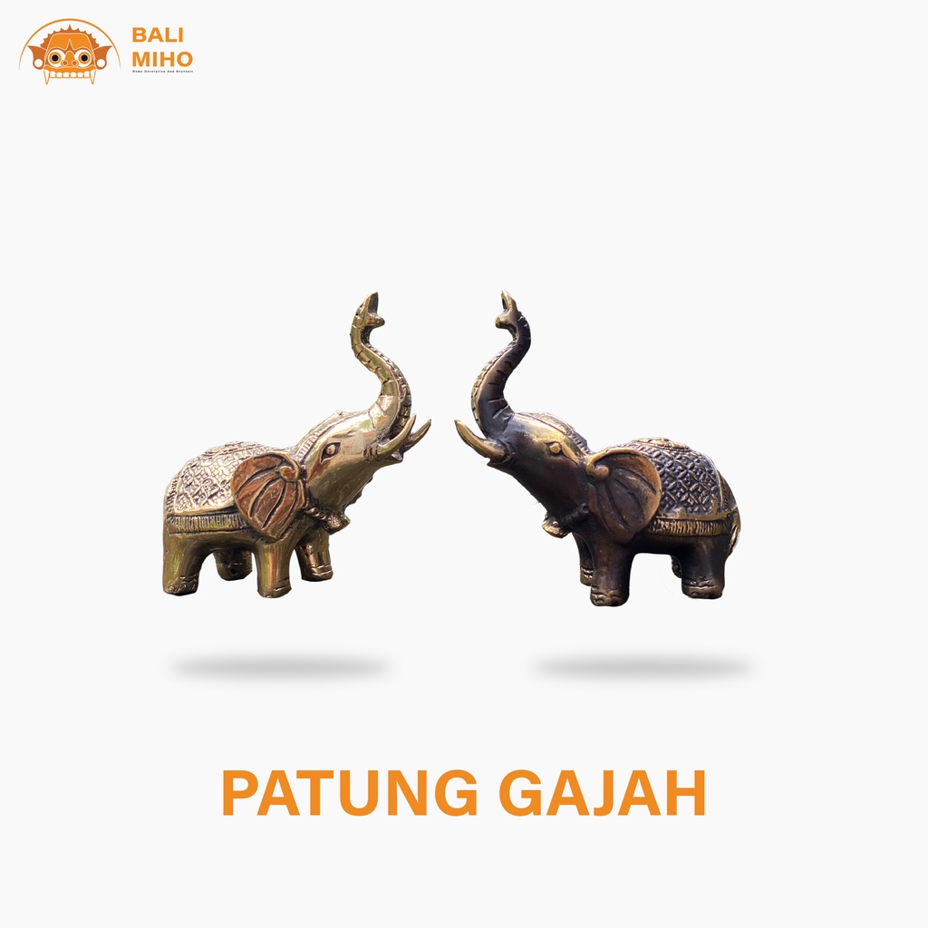 Patung Gajah Kuningan - Patung Gajah Logam - Patung Gajah Besi - Pajangan Rumah - Patung Binatang - 