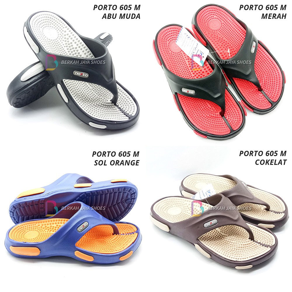 Sandal Karet Pria / Sandal Jepit Karet Pria Porto 605 M Varian Warna Random