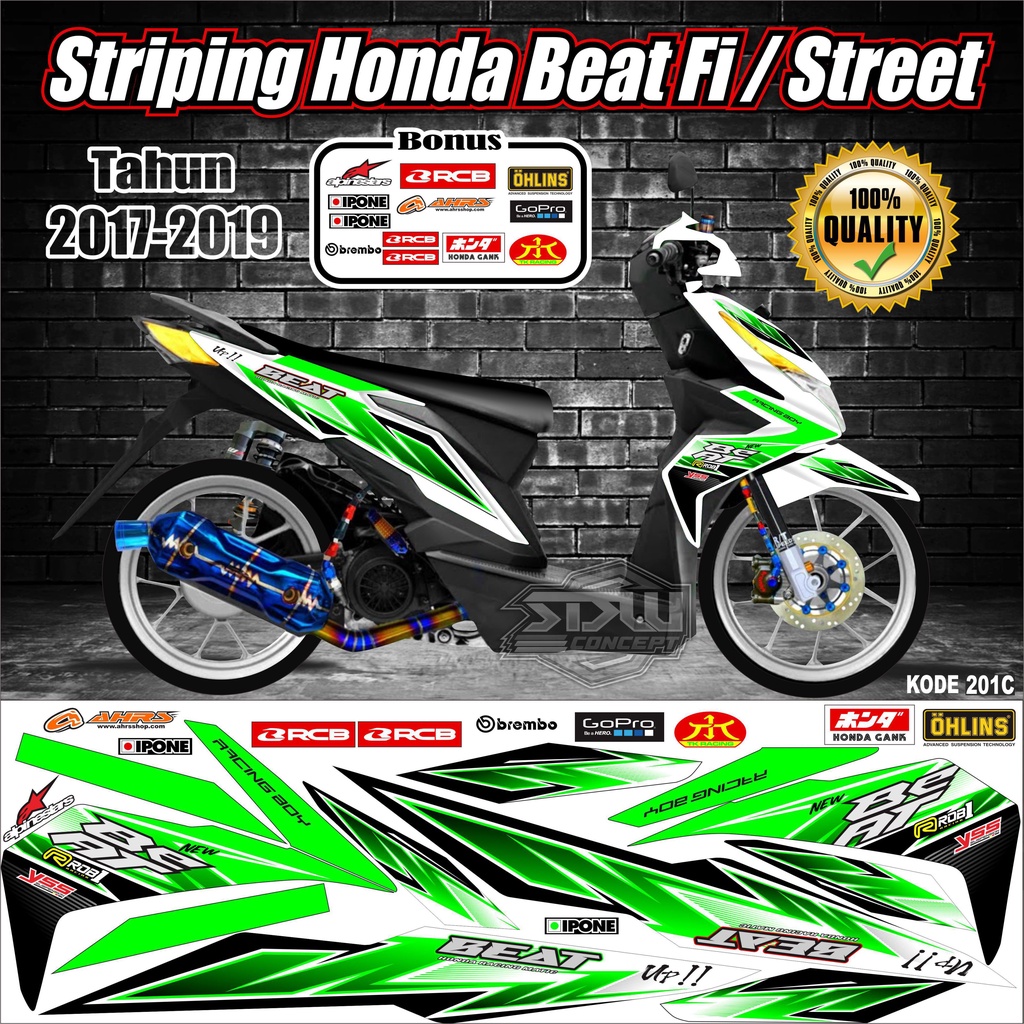 Striping Beat 2017-2019  Stiker Lis Motor Beat Variasi kode 201