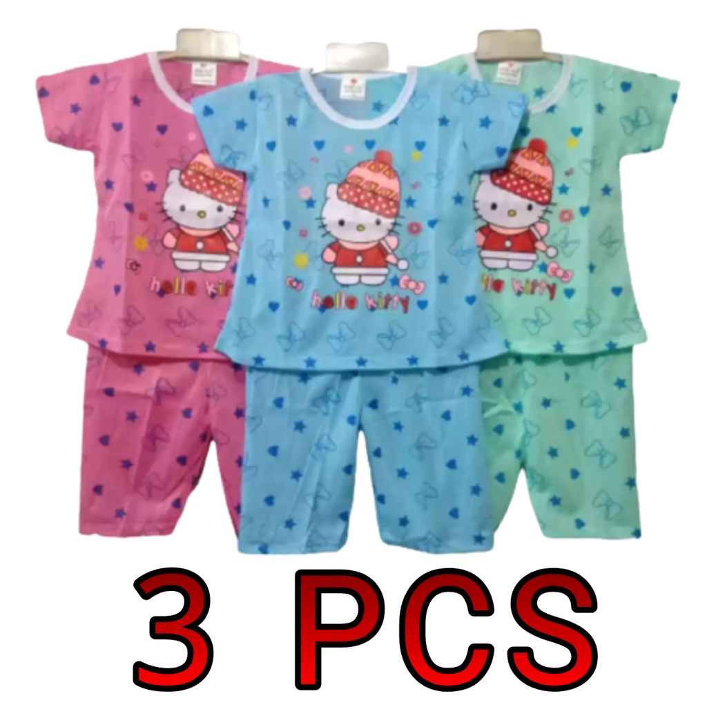 paket grosir isi 3 pcs setelan anak perempuan lengan pendek