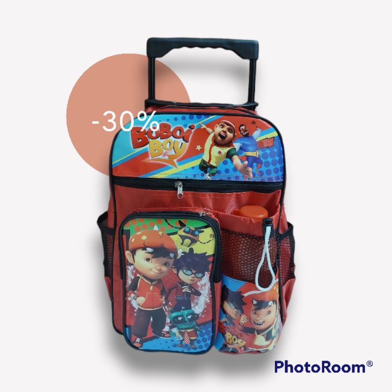 Tas ransel troly anak laki laki motif BOBOIBOY free botol