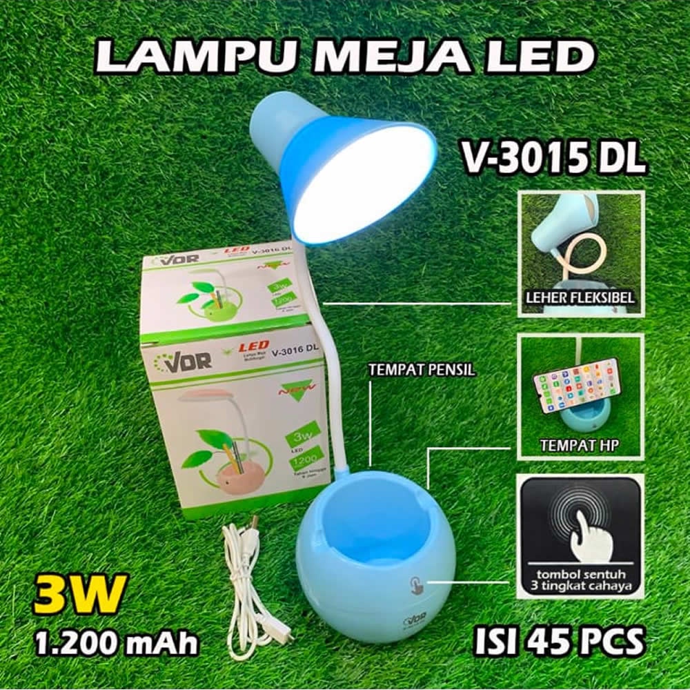 Lampu Meja Belajar Anak Multifungsi VL-3015DL 3W LED VDR Lampu Cas Emergency Rechargeable