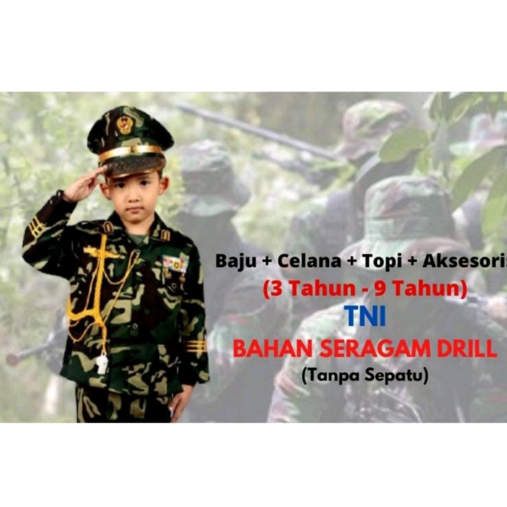 Baju Seragam Profesi Anak ABRI,TNI / Seragam Karnaval Anak TK SD Merk Kijang Original