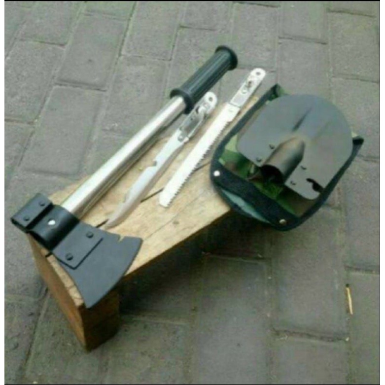 Sekop, Kampak,  Gergaji Mini Lipat, Survival Kit Bushcraft